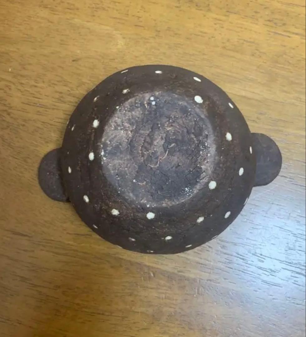 作家もの器★藤森ちかこ★ドット柄耳付きボウル★新品カフェオレボウルスープカップ
