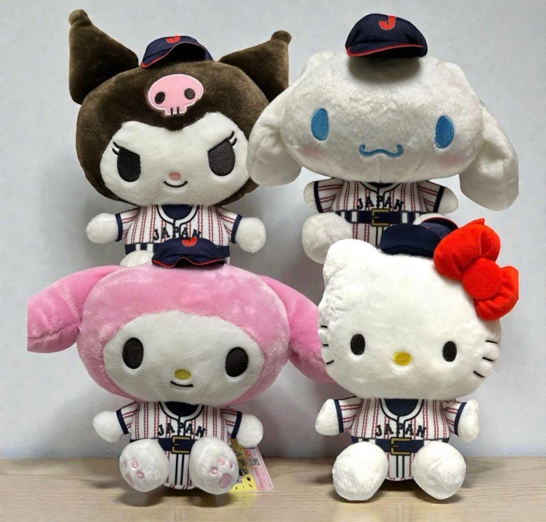 侍ジャパン × サンリオキャラクター 野球日本代表 BIGぬいぐるみ 4种