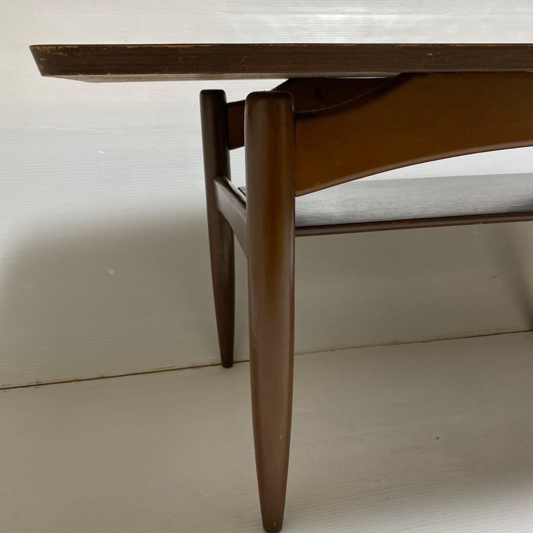 昭和レトロ コーヒーテーブル センターテーブル 応接テーブル 木製 棚付き 希少