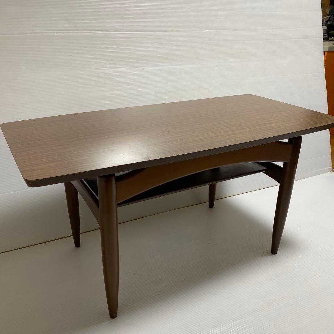 昭和レトロ コーヒーテーブル センターテーブル 応接テーブル 木製 棚付き 希少