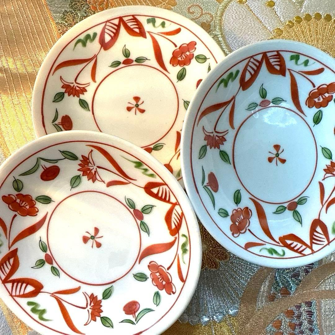 たち吉赤絵　菱型中鉢　角皿　茶碗蒸し　高台クリスタル　加賀金箔　No.3-32