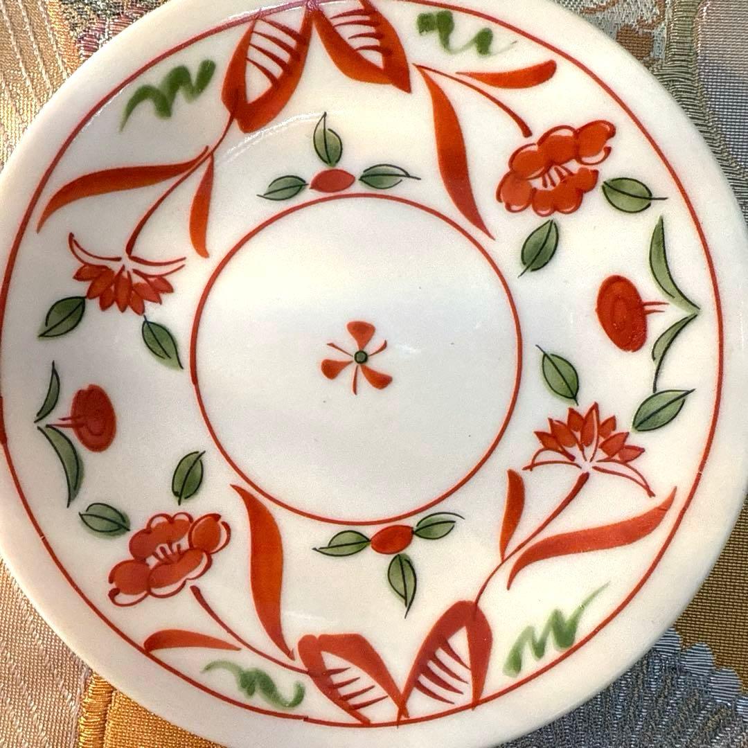 たち吉赤絵　菱型中鉢　角皿　茶碗蒸し　高台クリスタル　加賀金箔　No.3-32