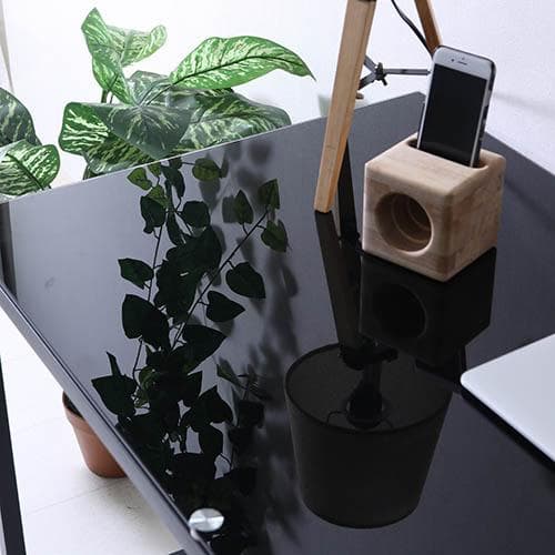 《新品・送料無料》ワークデスク ガラストップ 110×45cm ブラック
