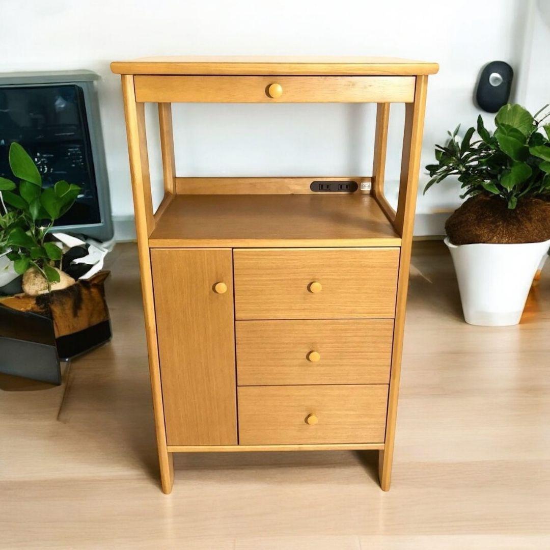 カリモク karimoku レンジ台 電話台 キャビネット ブラウン 天然木