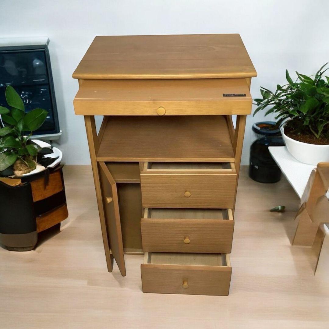 カリモク karimoku レンジ台 電話台 キャビネット ブラウン 天然木