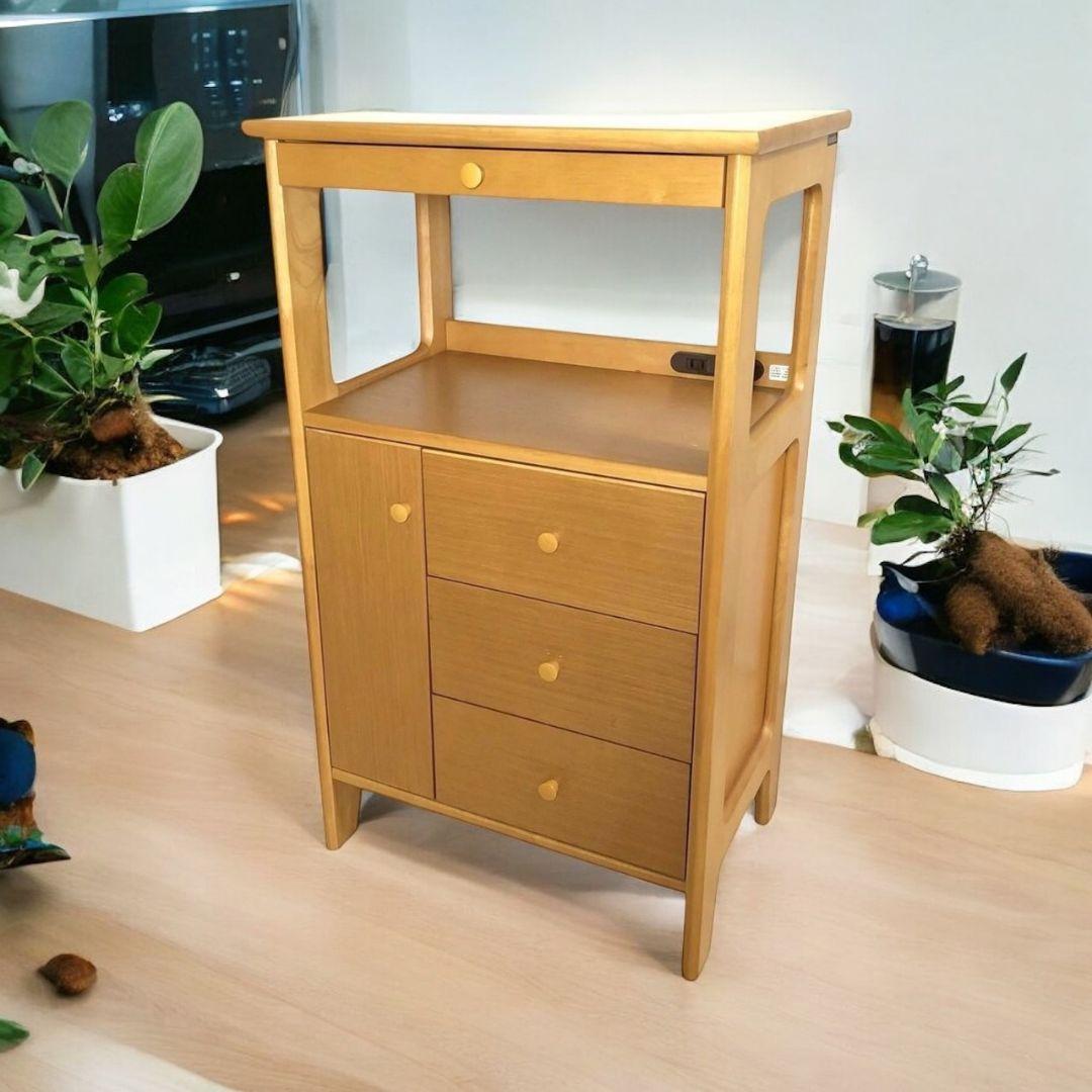 カリモク karimoku レンジ台 電話台 キャビネット ブラウン 天然木