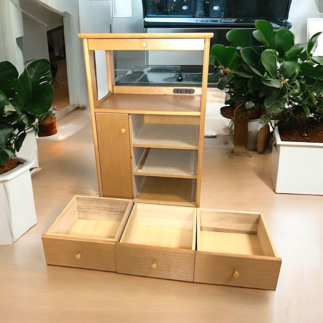 カリモク karimoku レンジ台 電話台 キャビネット ブラウン 天然木