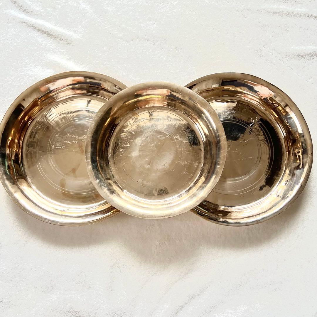 【ブロンズ プレート青銅 皿】ネパール産タカリ皿3枚セット 新品未使用