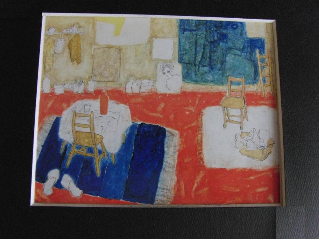 佐野繁次郎、「アトリエ」、希少な画集の額装画、オーダーマット付