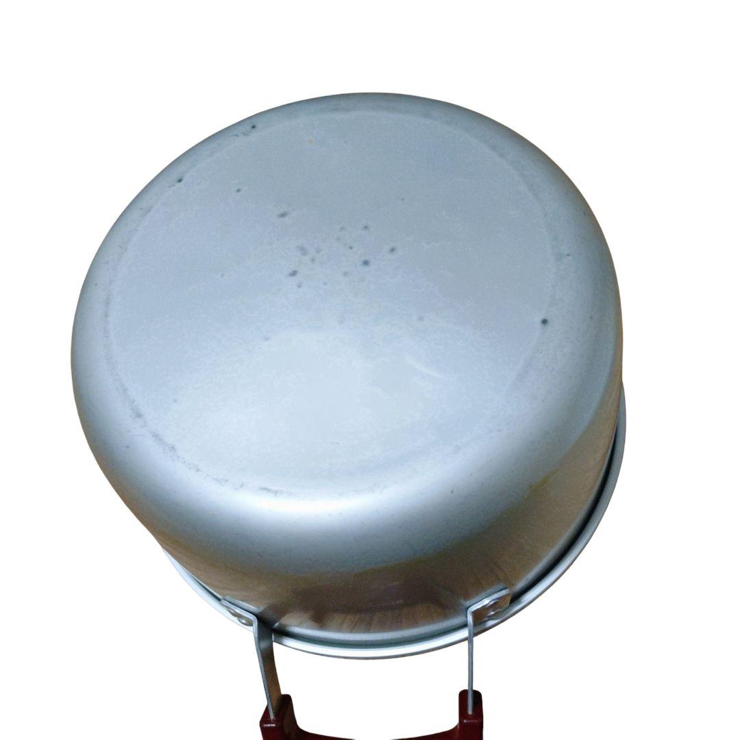 両手鍋 シルバー 赤いハンドル 北陸アルミ