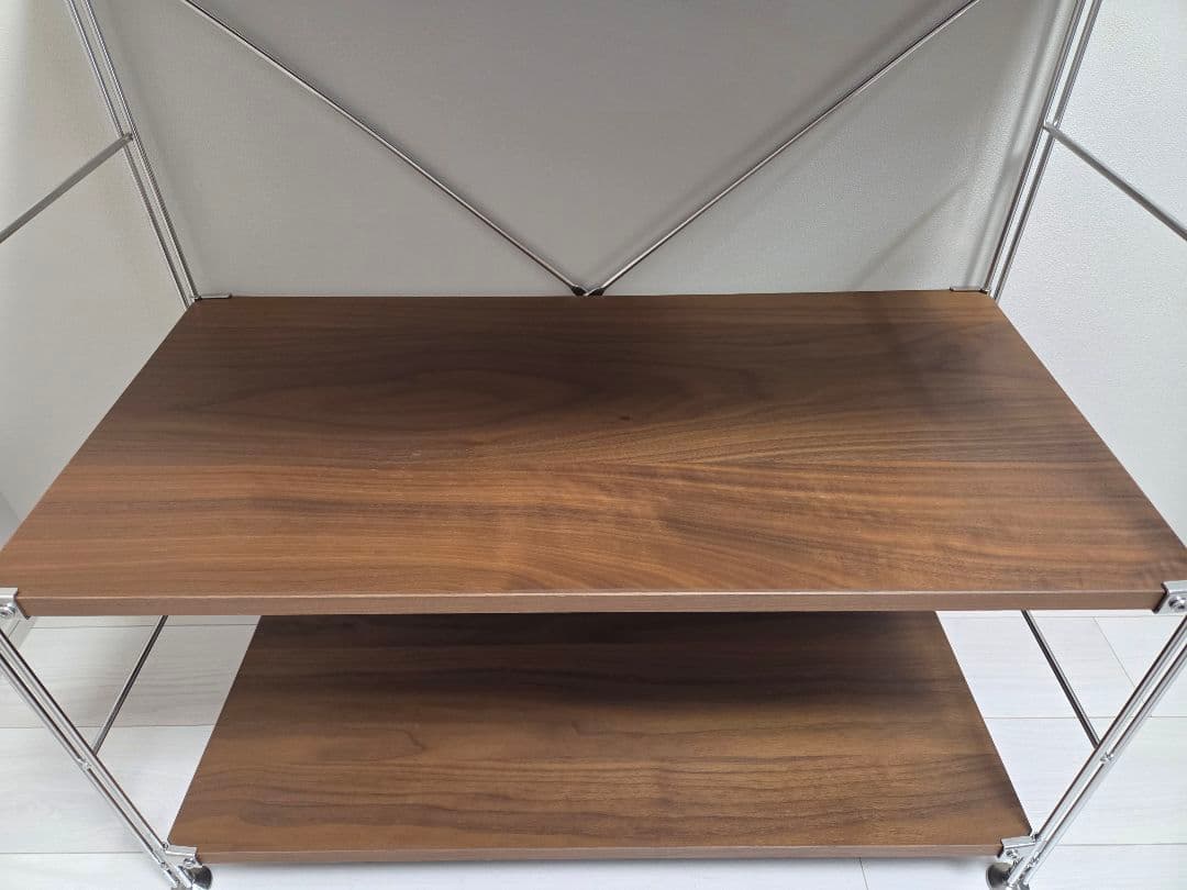 無印良品 ステンレスユニットシェルフ　ウォールナット材棚セット　ワイド　小