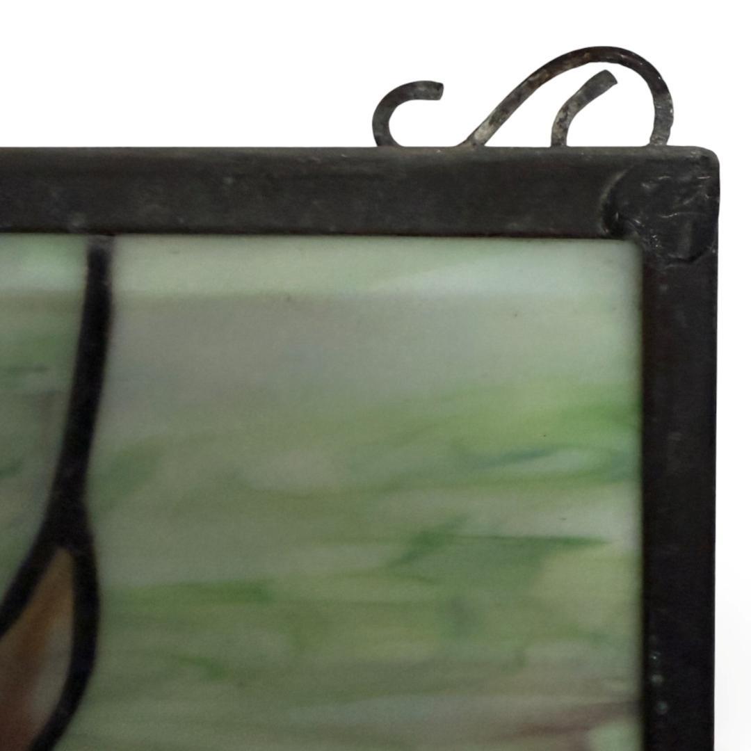 特大54cm ヴィンテージ ステンドグラス ライオン パネル 縁起物 風水