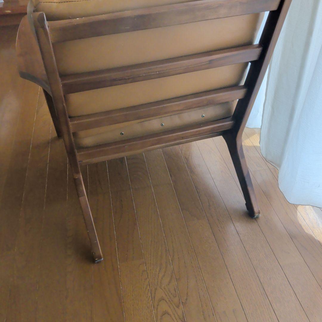 ブラウンレザー調 1人掛けソファ