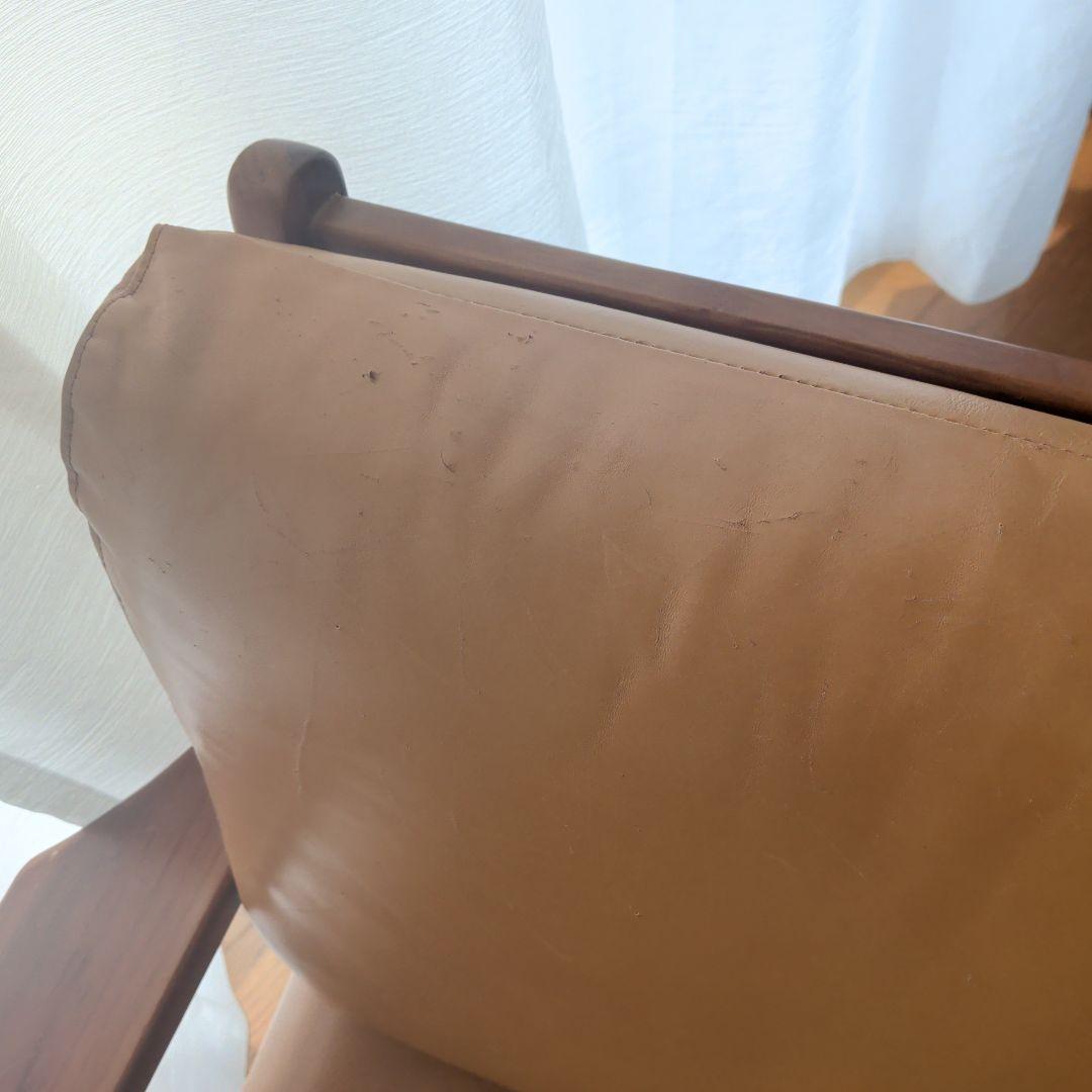 ブラウンレザー調 1人掛けソファ