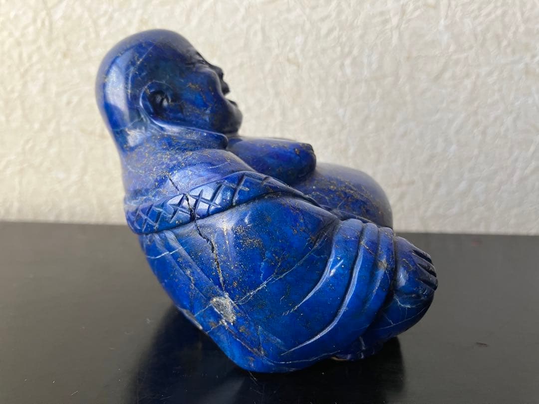 ラピスラズリ 布袋様　彫刻像　七福神