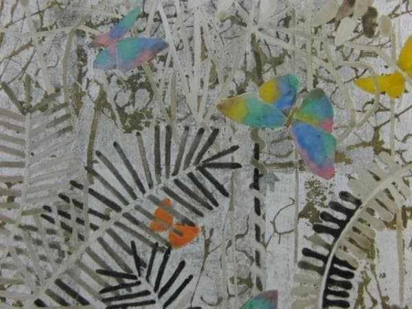 堀 文子、密林のモルフォ蝶、新品額装付、画集画、状態良好、年代物