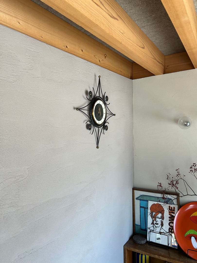 アンティーク　1950 美品 デザイン　アイアン　壁掛け時計 貴重