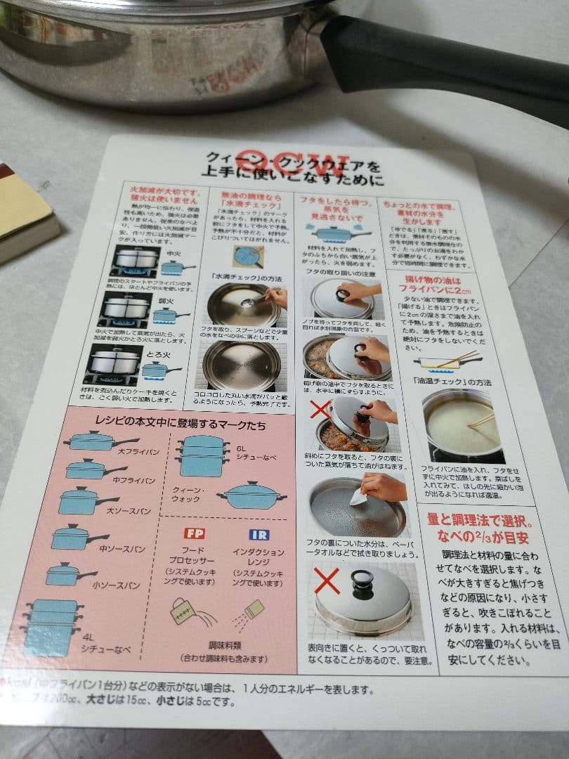 アムウェイクィーンまとめてセット　取り扱い説明書　レシピ本付き　フライパン蒸し器