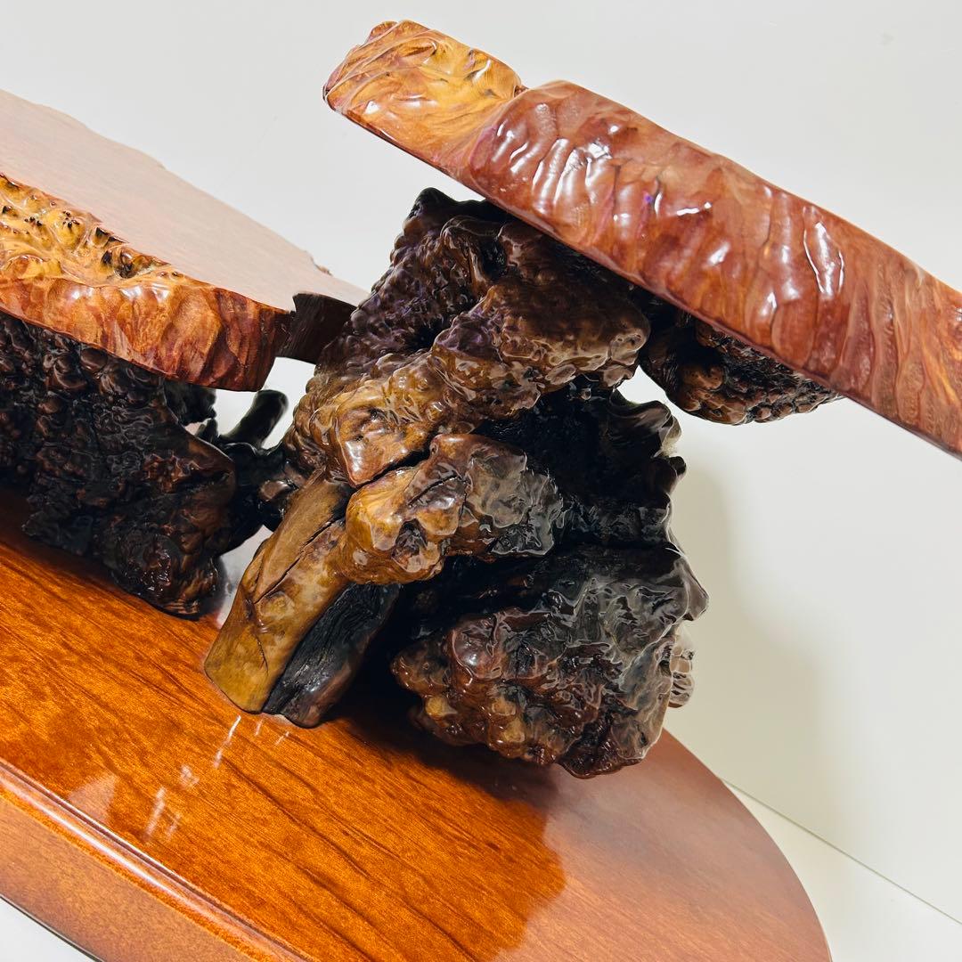 【超希少】本花梨瘤 玉杢 二段飾り台 花台 オブジェ 置物棚 飾棚 盆栽台