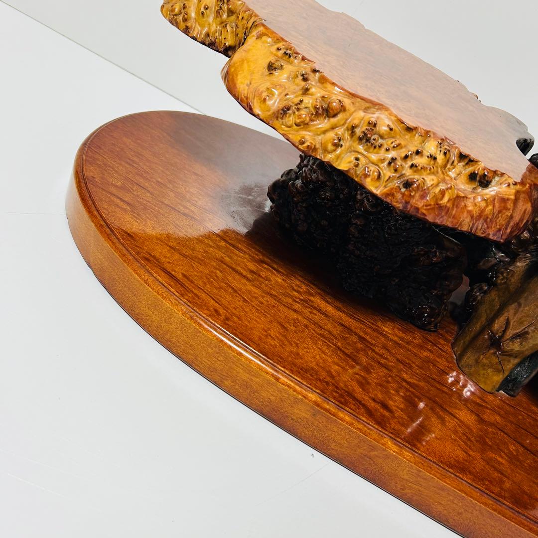 【超希少】本花梨瘤 玉杢 二段飾り台 花台 オブジェ 置物棚 飾棚 盆栽台