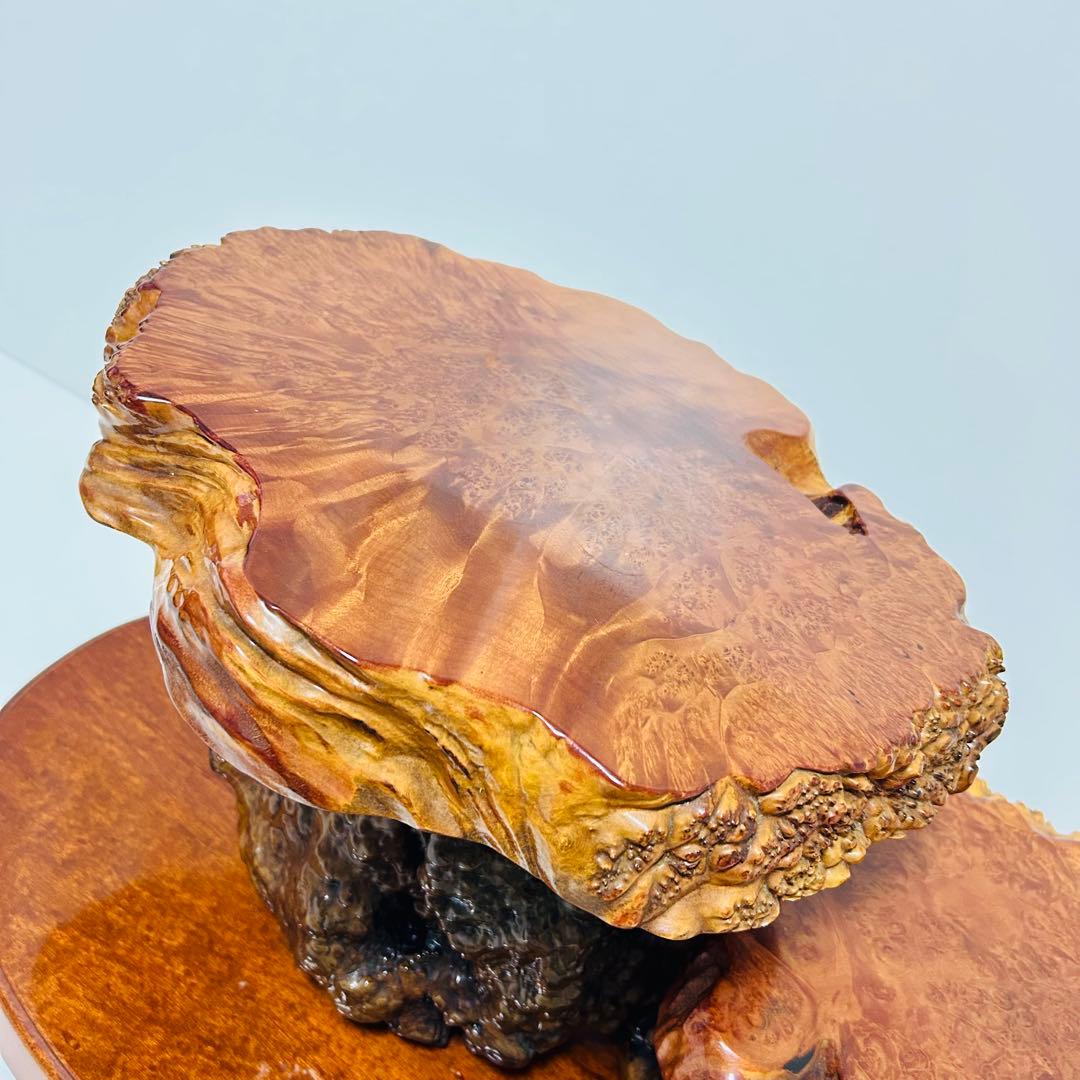 【超希少】本花梨瘤 玉杢 二段飾り台 花台 オブジェ 置物棚 飾棚 盆栽台