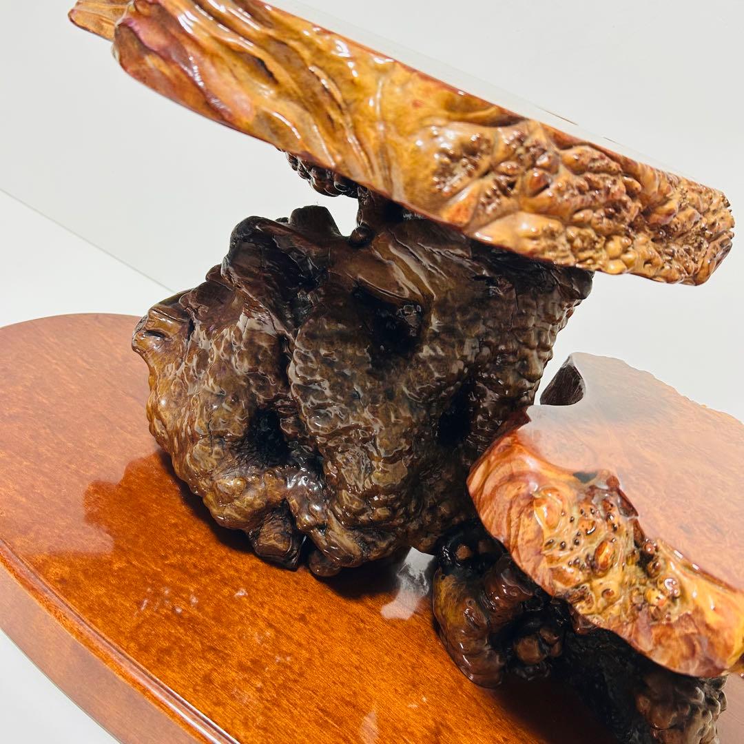 【超希少】本花梨瘤 玉杢 二段飾り台 花台 オブジェ 置物棚 飾棚 盆栽台