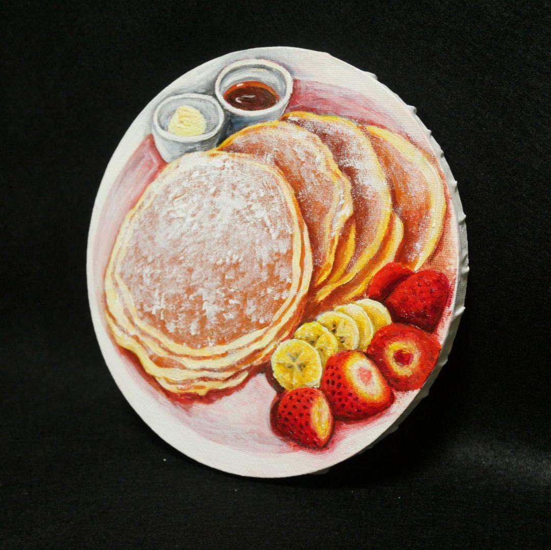 油絵 油彩 油彩画 絵 絵画 円形【バターミルクパンケーキ】