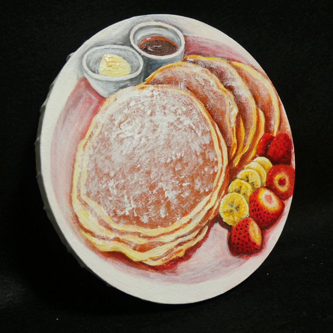 油絵 油彩 油彩画 絵 絵画 円形【バターミルクパンケーキ】