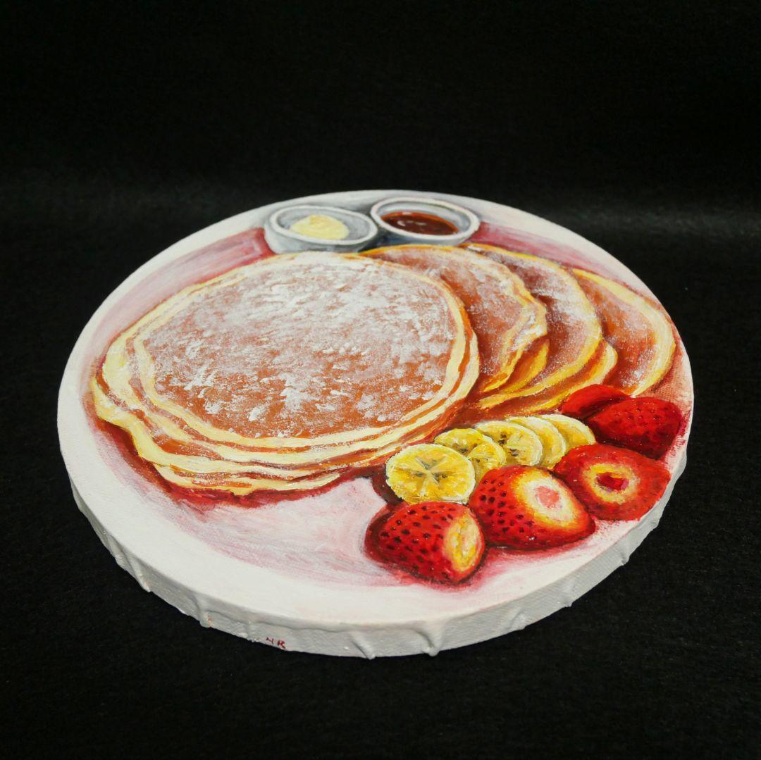 油絵 油彩 油彩画 絵 絵画 円形【バターミルクパンケーキ】