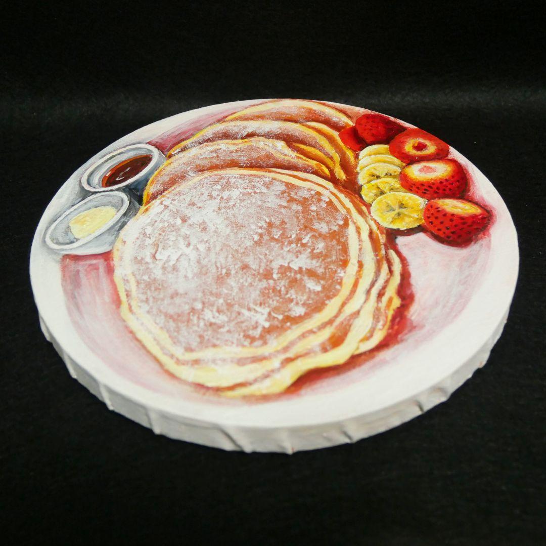 油絵 油彩 油彩画 絵 絵画 円形【バターミルクパンケーキ】