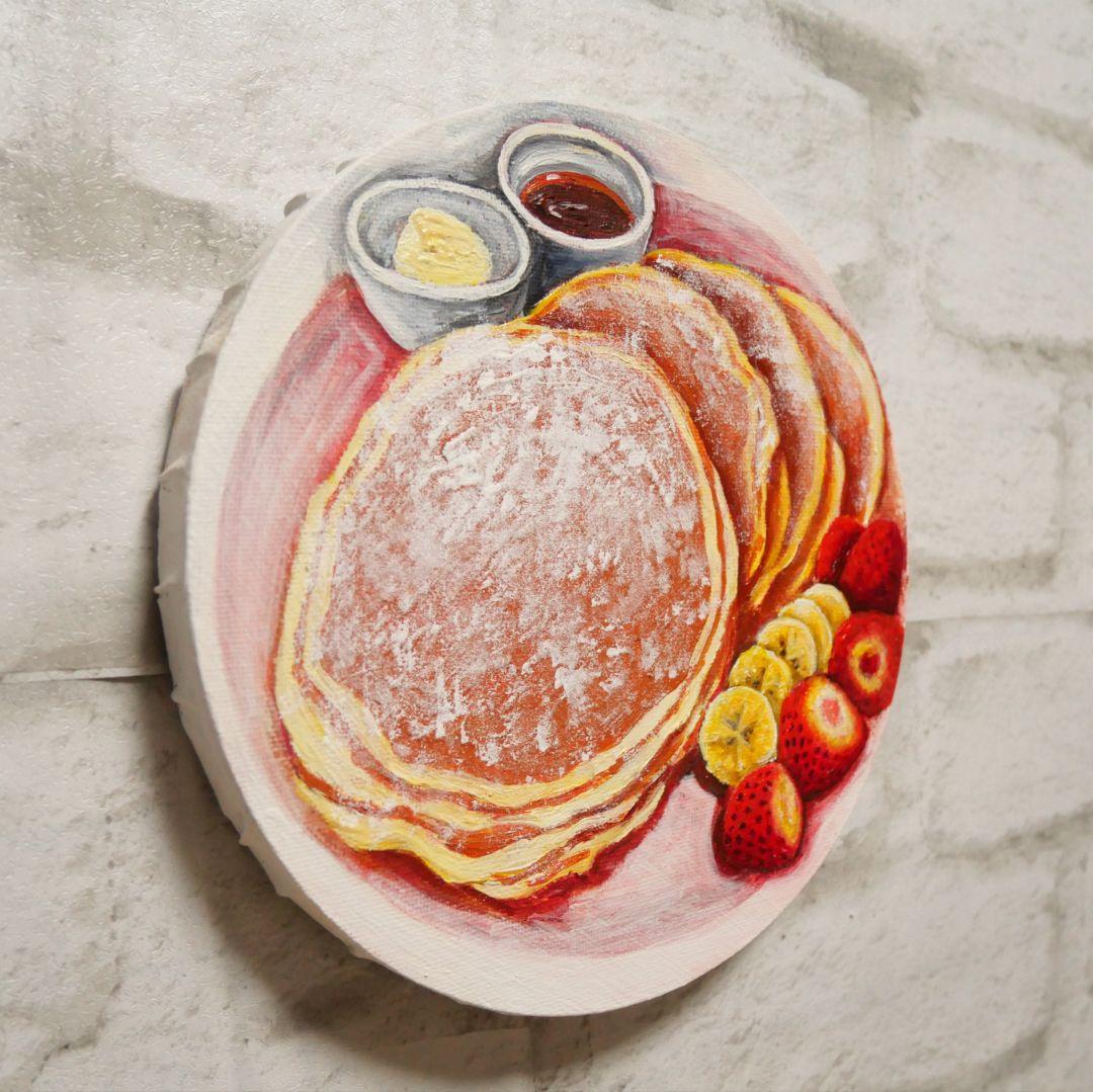 油絵 油彩 油彩画 絵 絵画 円形【バターミルクパンケーキ】