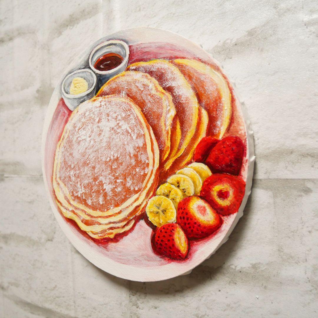 油絵 油彩 油彩画 絵 絵画 円形【バターミルクパンケーキ】