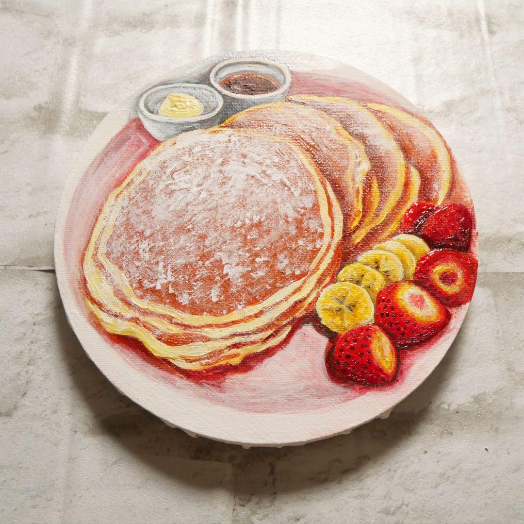 油絵 油彩 油彩画 絵 絵画 円形【バターミルクパンケーキ】