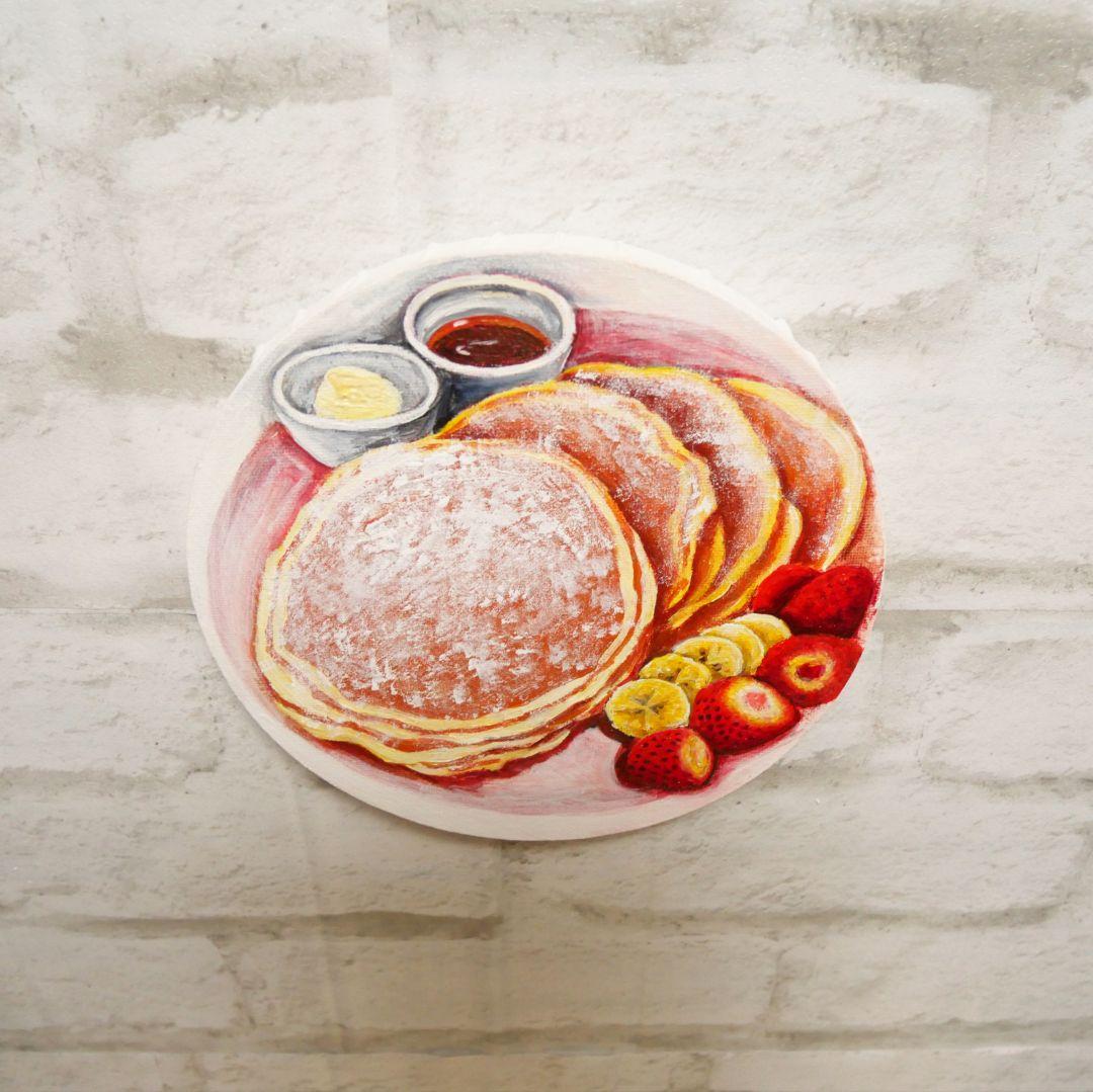 油絵 油彩 油彩画 絵 絵画 円形【バターミルクパンケーキ】