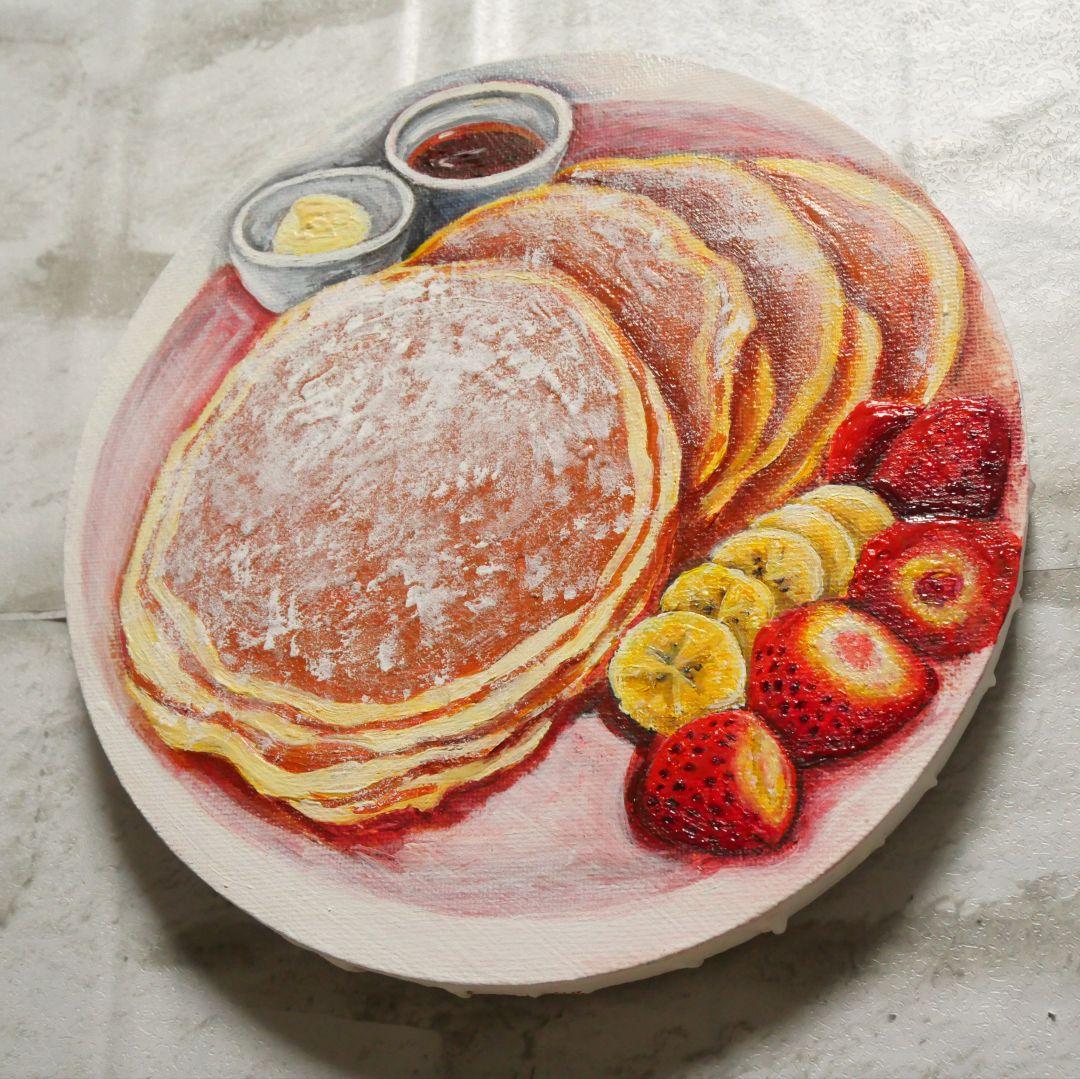 油絵 油彩 油彩画 絵 絵画 円形【バターミルクパンケーキ】