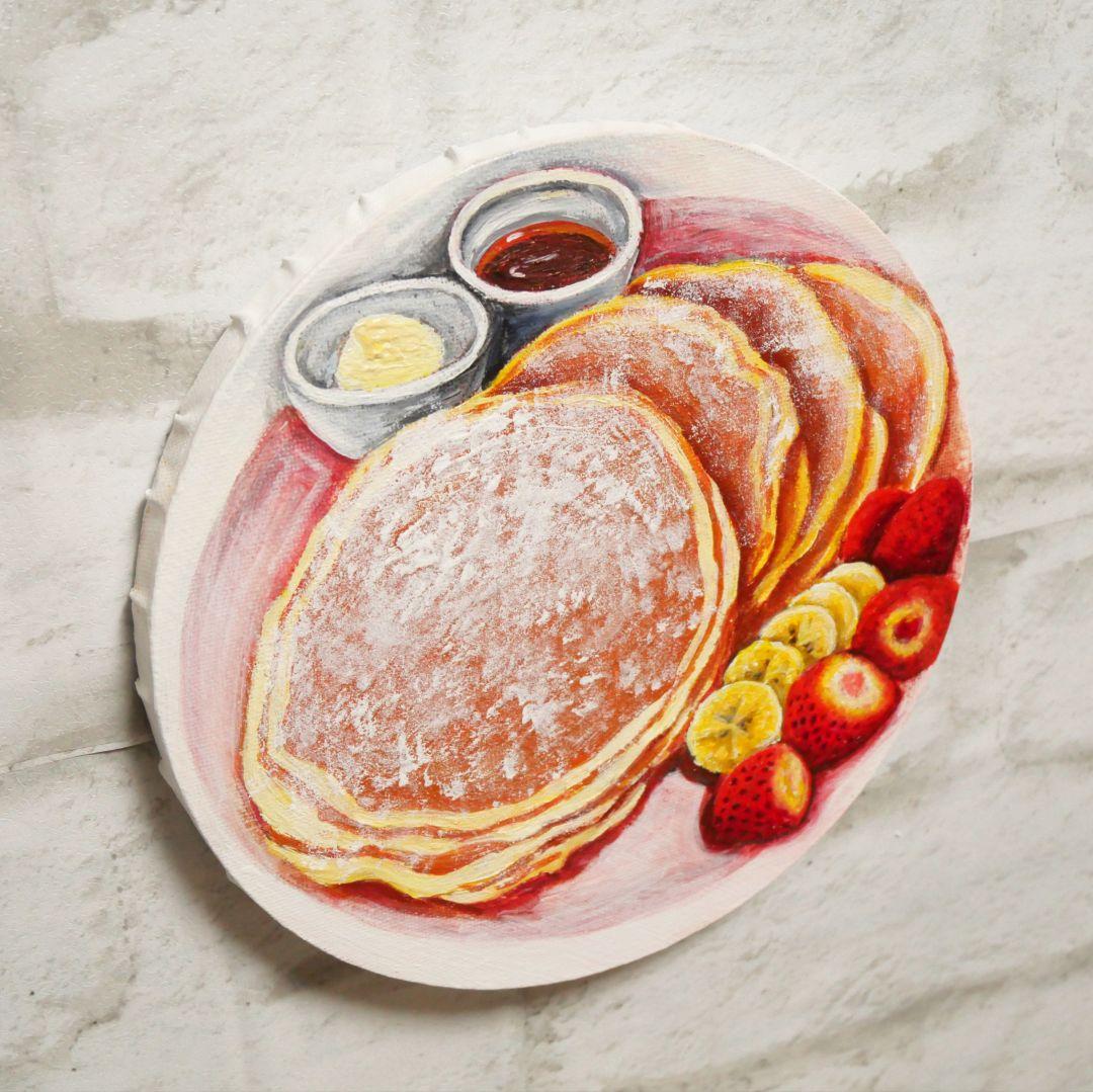 油絵 油彩 油彩画 絵 絵画 円形【バターミルクパンケーキ】