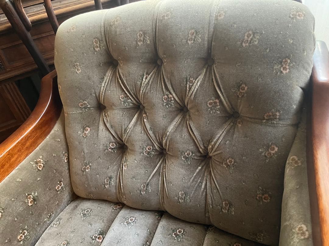 新象 シングルソファ 1P アンティーク 花柄 インテリア