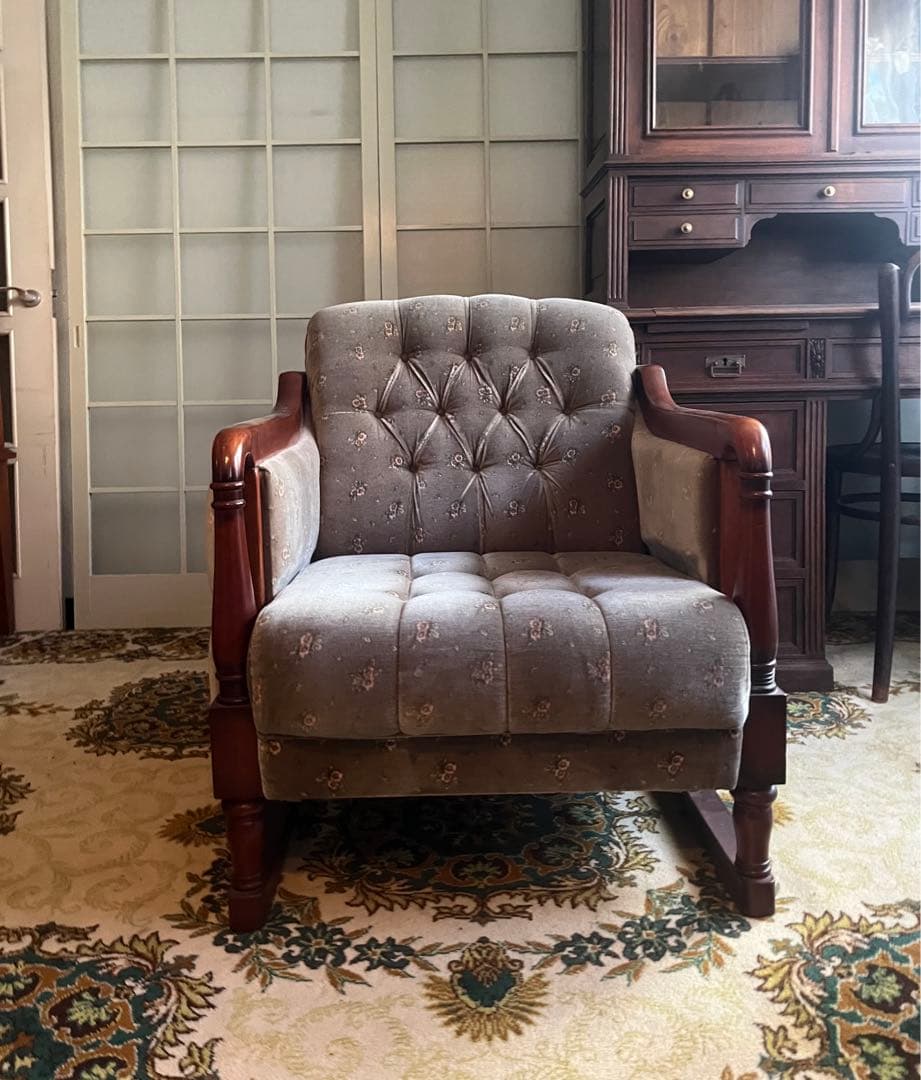 新象 シングルソファ 1P アンティーク 花柄 インテリア