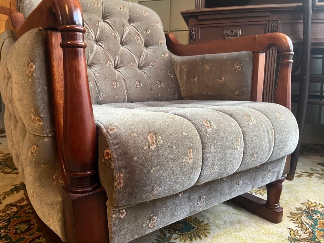 新象 シングルソファ 1P アンティーク 花柄 インテリア