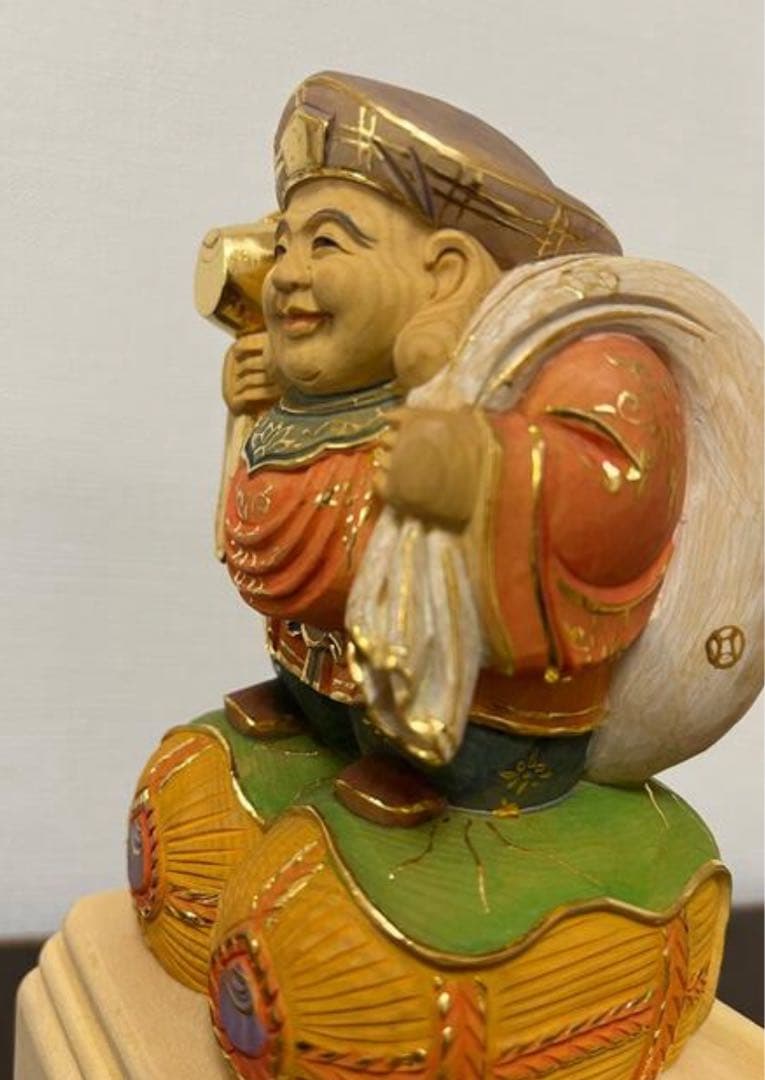 大黒天　新品　美品　仏像　木彫　商売繁盛　柘植　開運