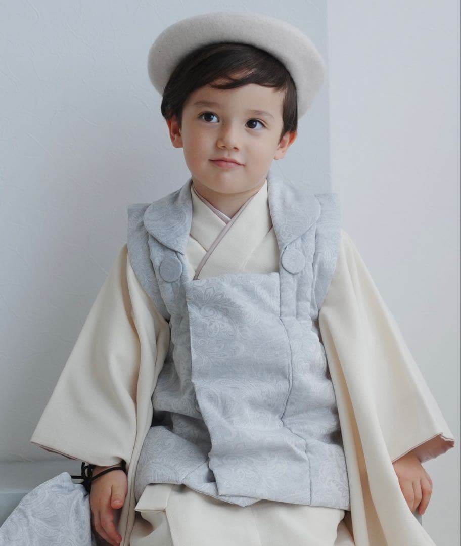 七五三　３歳　被布コートセット 男の子 utatane ジャガード　正月　お正月