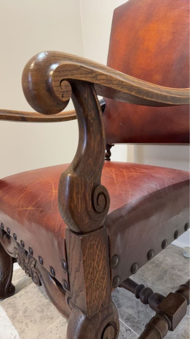 最終セール‼️クラシック ダークブラウン レザー椅子