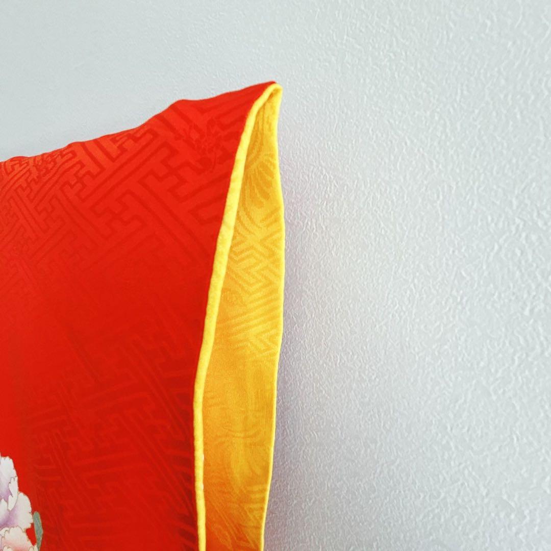 フルセット 七五三 7歳女の子長着＆長襦袢＆帯＆小物　赤　地紋　紗綾形　牡丹　桜