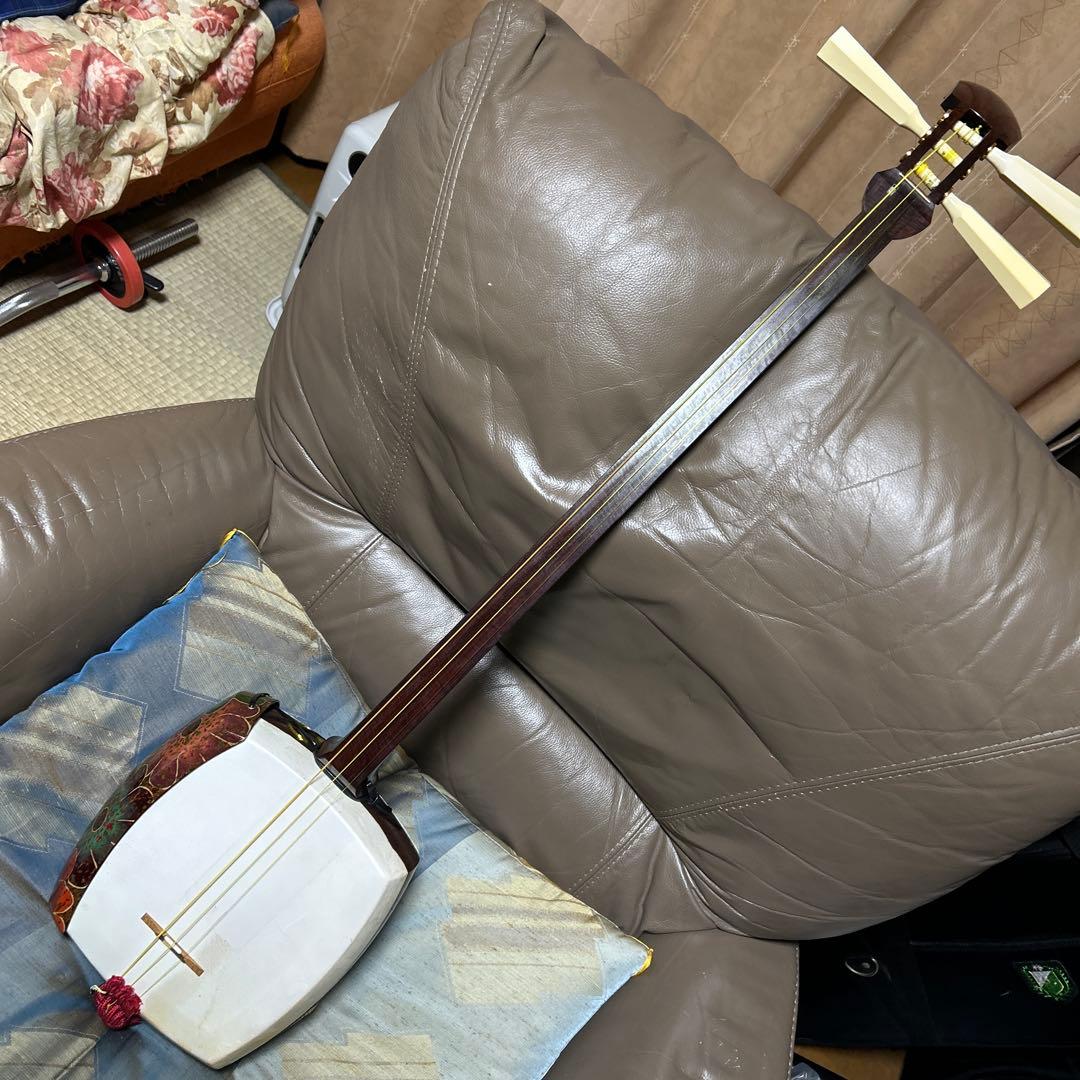 花柄の津軽三味線　太棹　紅木