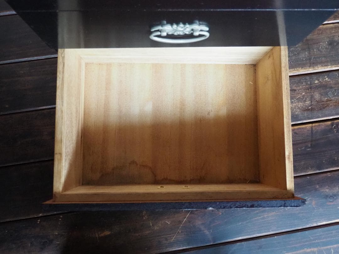 鏡台　鏡付き　引き出し　チェスト　小物入れ　黒漆