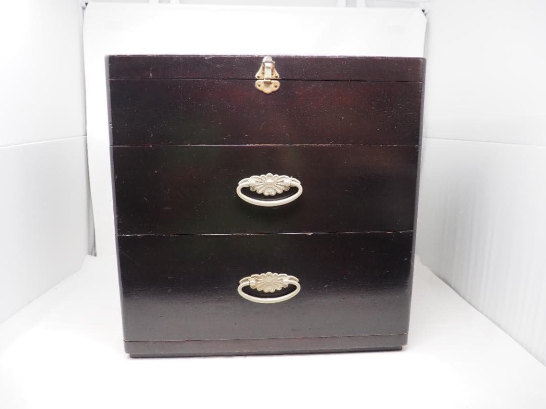 鏡台　鏡付き　引き出し　チェスト　小物入れ　黒漆