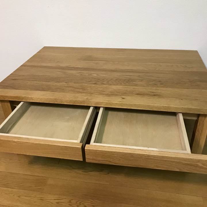 無垢材ローテーブル・オーク材 幅９０×奥行６０×高さ３５ｃｍ【無印良品】