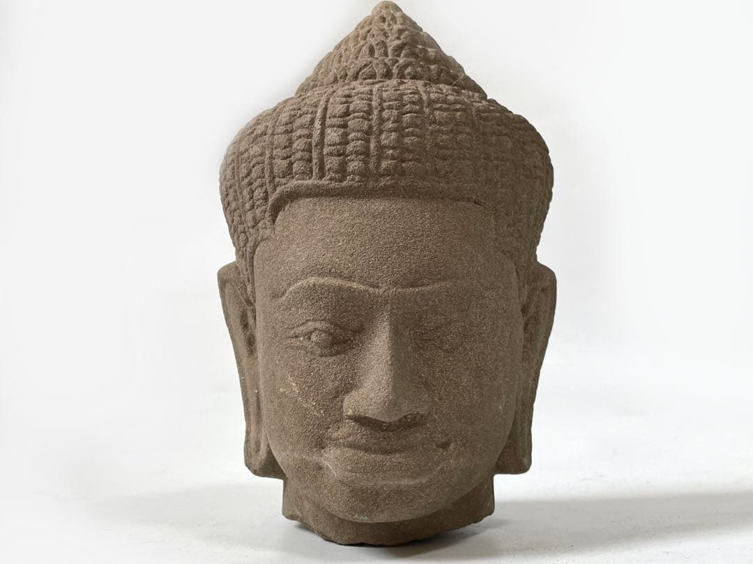 骨董　アンティーク　クメール　仏頭　ブッダ　Buddha head 仏像　石仏