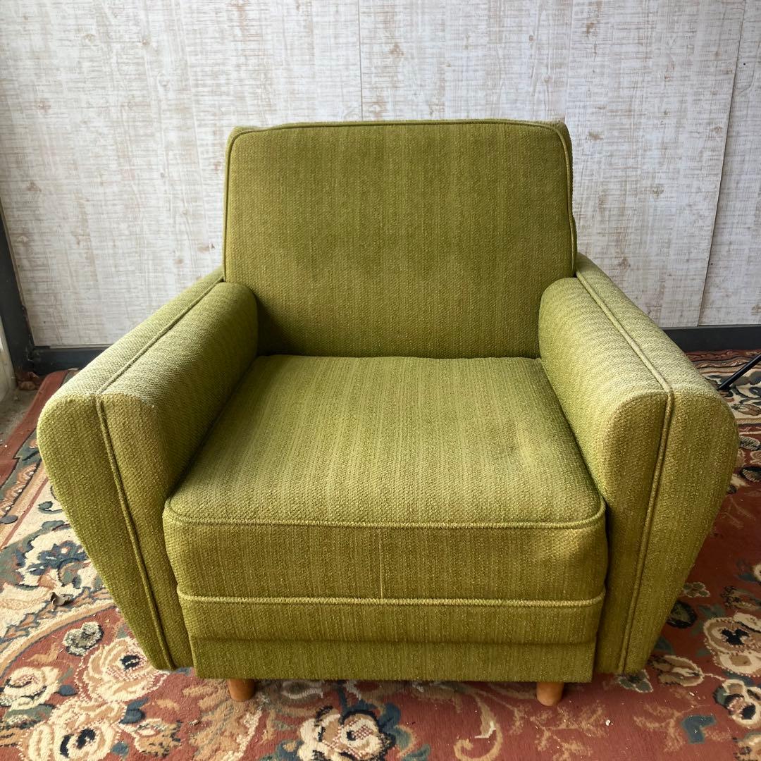 ① 昭和レトロ ミッドセンチュリー 一人掛けソファー ロビーチェア アームチェア