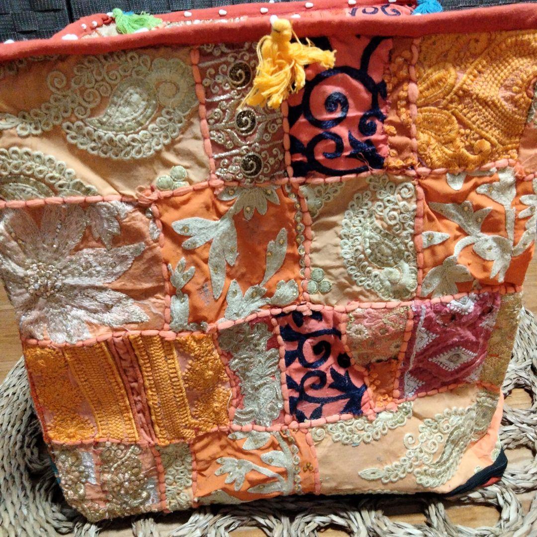 インド カンバディア パッチワーク オレンジ【6-33】